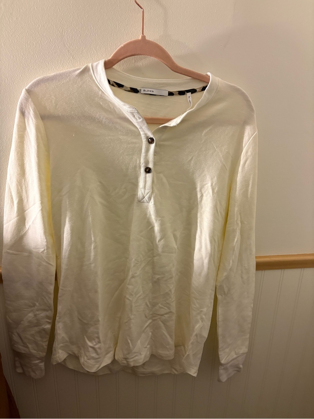 BLDWN Pacific Henley Women’s M Powder White Tencel Cotton Made in USA